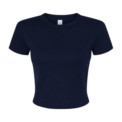 Solid Navy - Front - Bella + Canvas Womens-Ladies Micro-Rib Crop Top