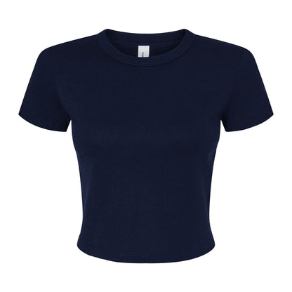Solid Navy Blend - Front - Bella + Canvas Womens-Ladies Micro-Rib Crop Top