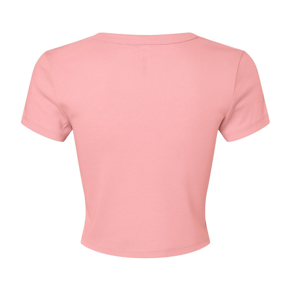 Solid Pink - Back - Bella + Canvas Womens-Ladies Micro-Rib Crop Top