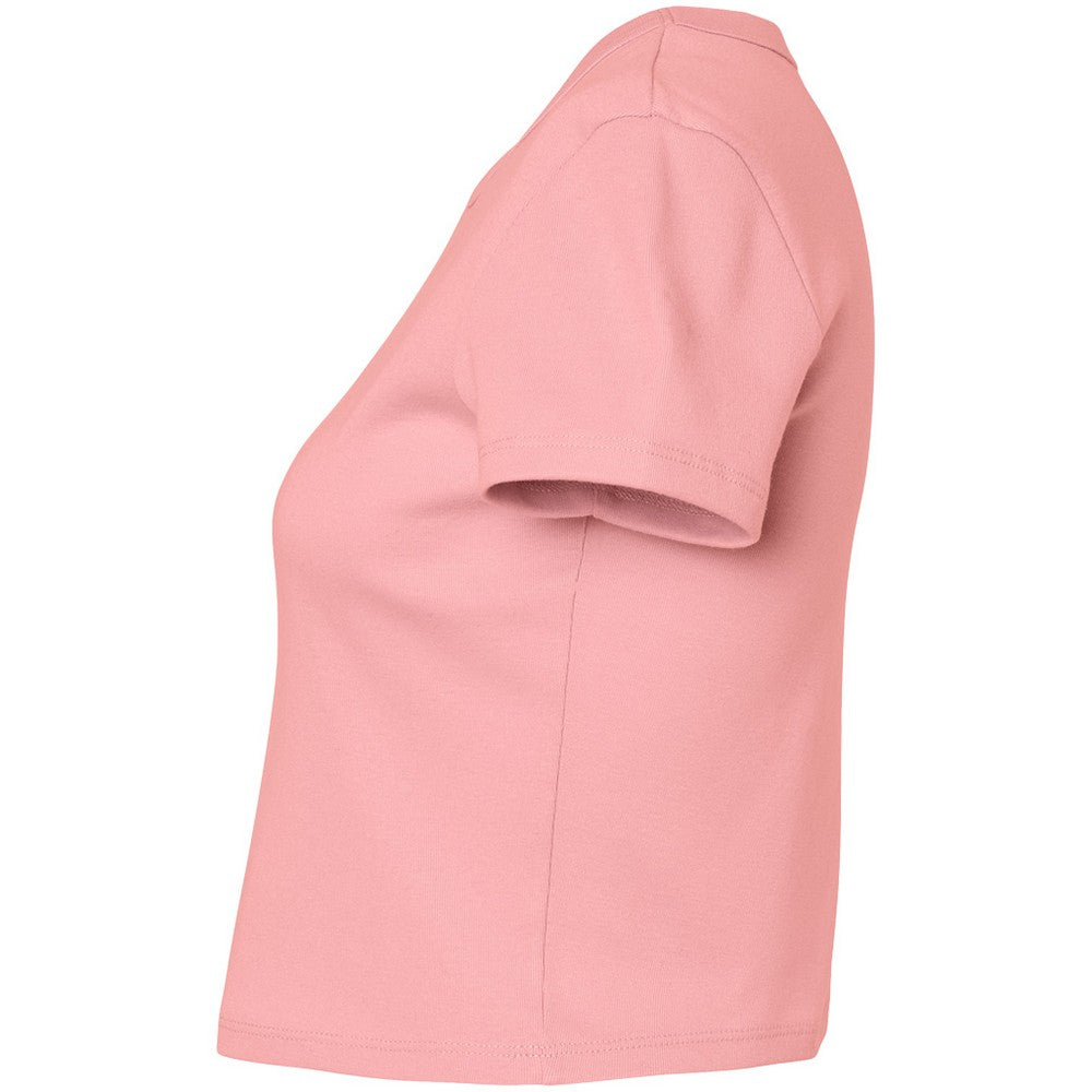 Solid Pink - Side - Bella + Canvas Womens-Ladies Micro-Rib Crop Top
