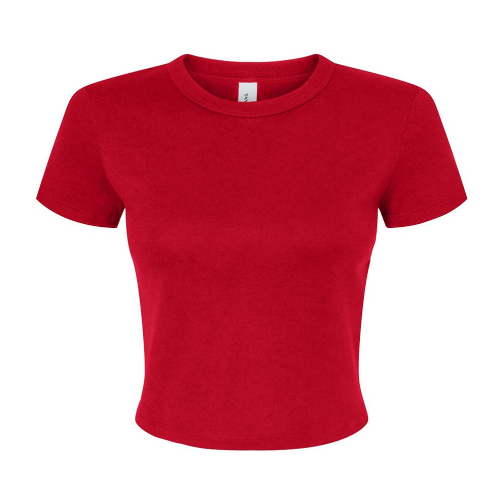 Solid Red - Front - Bella + Canvas Womens-Ladies Micro-Rib Crop Top