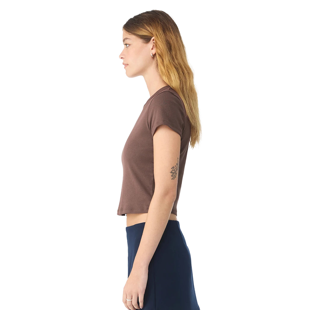 Cocoa Solid - Back - Bella + Canvas Womens-Ladies Micro-Rib Crop Top