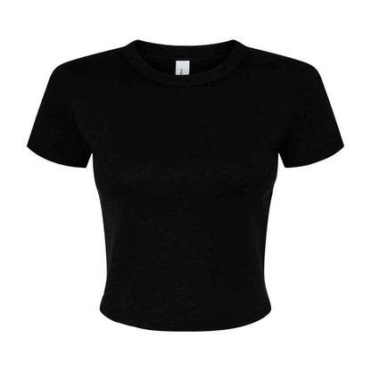 Solid Black - Front - Bella + Canvas Womens-Ladies Micro-Rib Crop Top