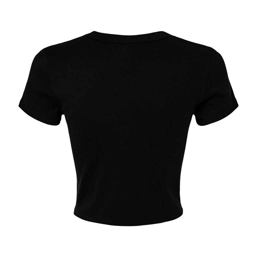 Solid Black - Back - Bella + Canvas Womens-Ladies Micro-Rib Crop Top