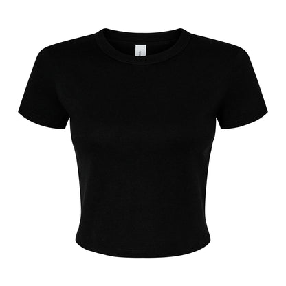 Solid Black Blend - Front - Bella + Canvas Womens-Ladies Micro-Rib Crop Top