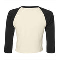 Natural-Black - Back - Bella + Canvas Womens-Ladies Micro-Rib Raglan 3-4 Sleeve T-Shirt