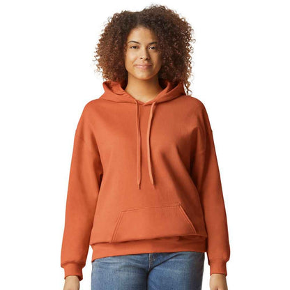 T Orange - Side - Gildan Mens Midweight Soft Touch Hoodie