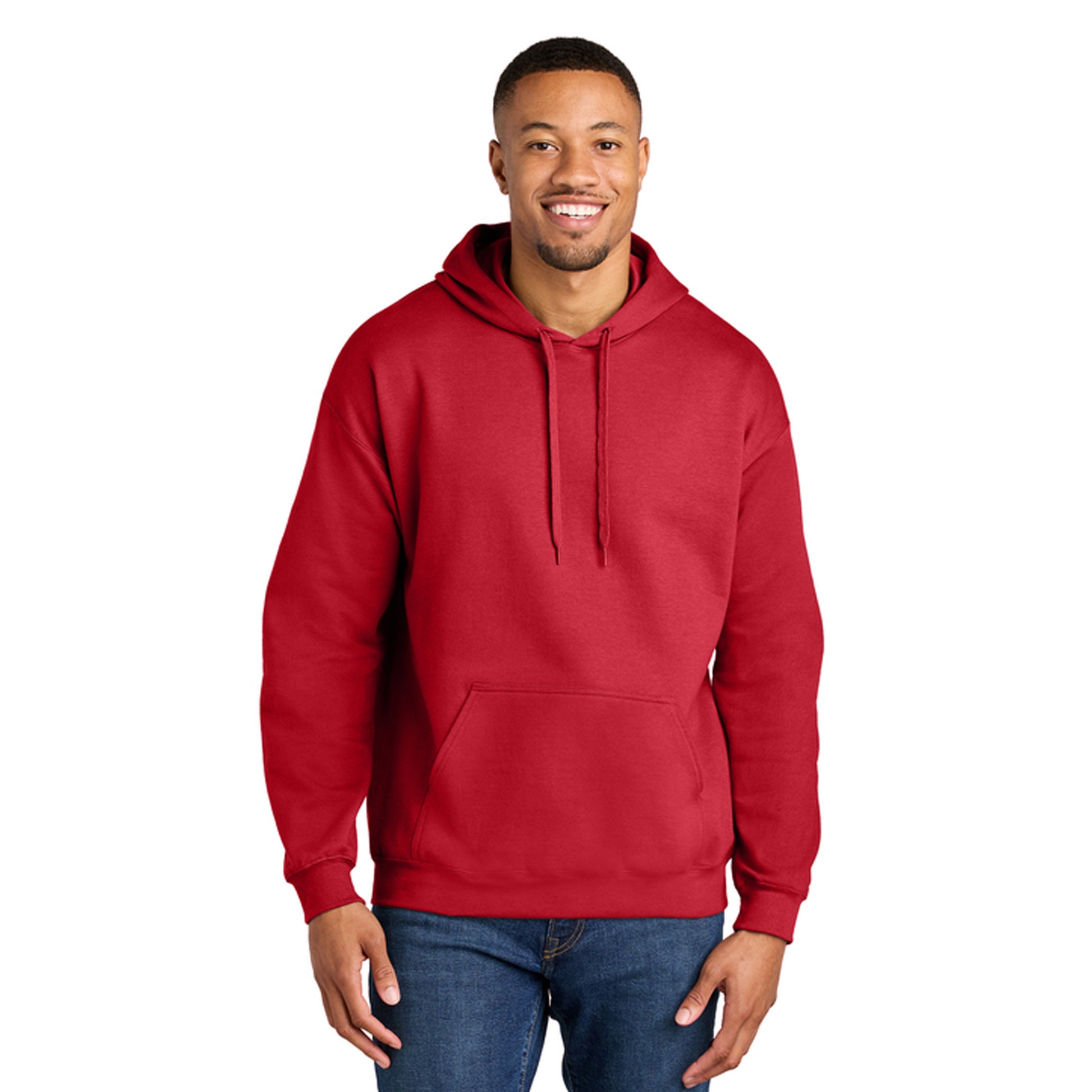 Red - Side - Gildan Mens Midweight Soft Touch Hoodie