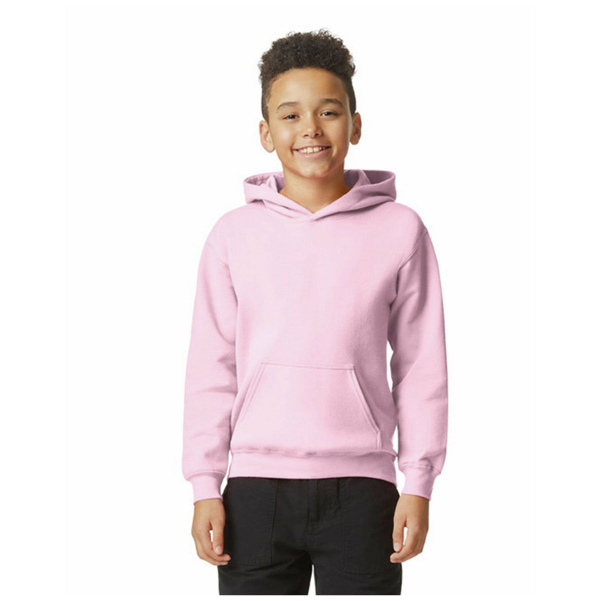 Light Pink - Back - Gildan Childrens-Kids Soft Touch Midweight Hoodie