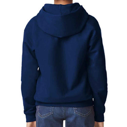 Navy - Back - Gildan Childrens-Kids Soft Touch Midweight Hoodie