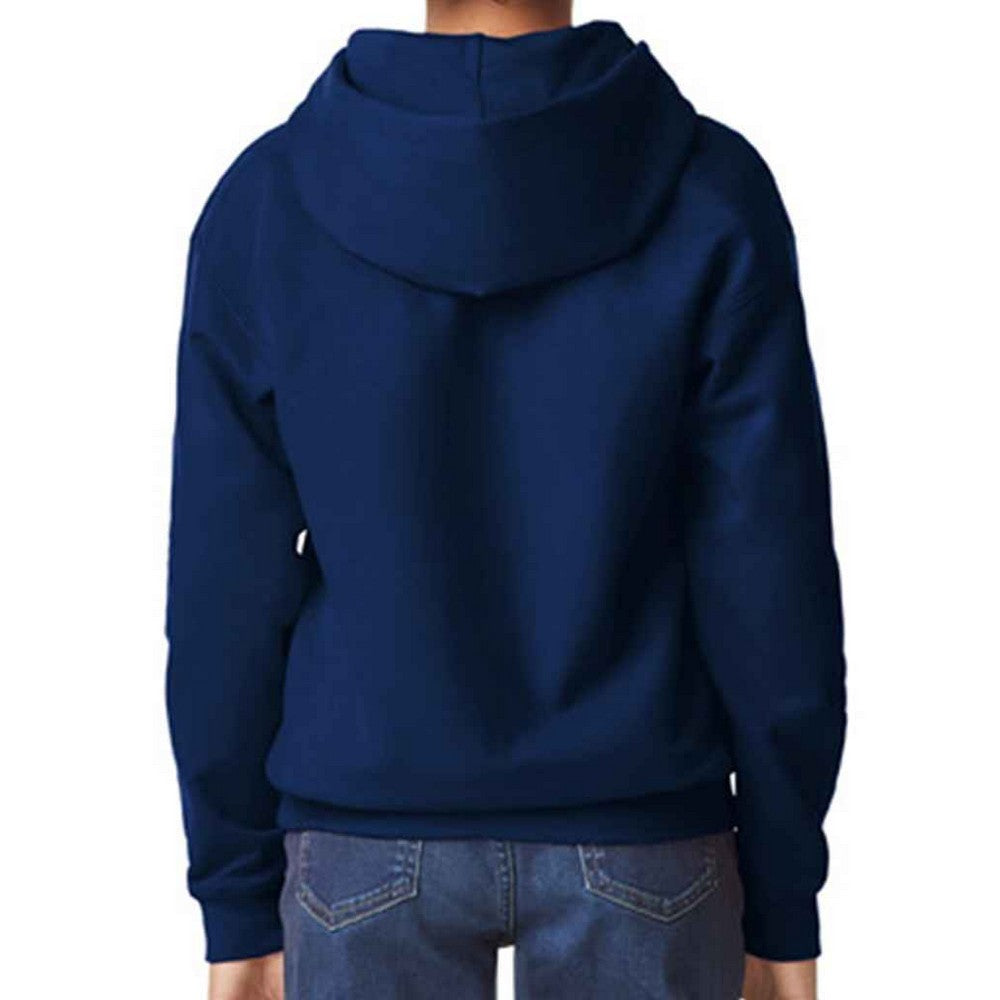 Navy - Back - Gildan Childrens-Kids Soft Touch Midweight Hoodie