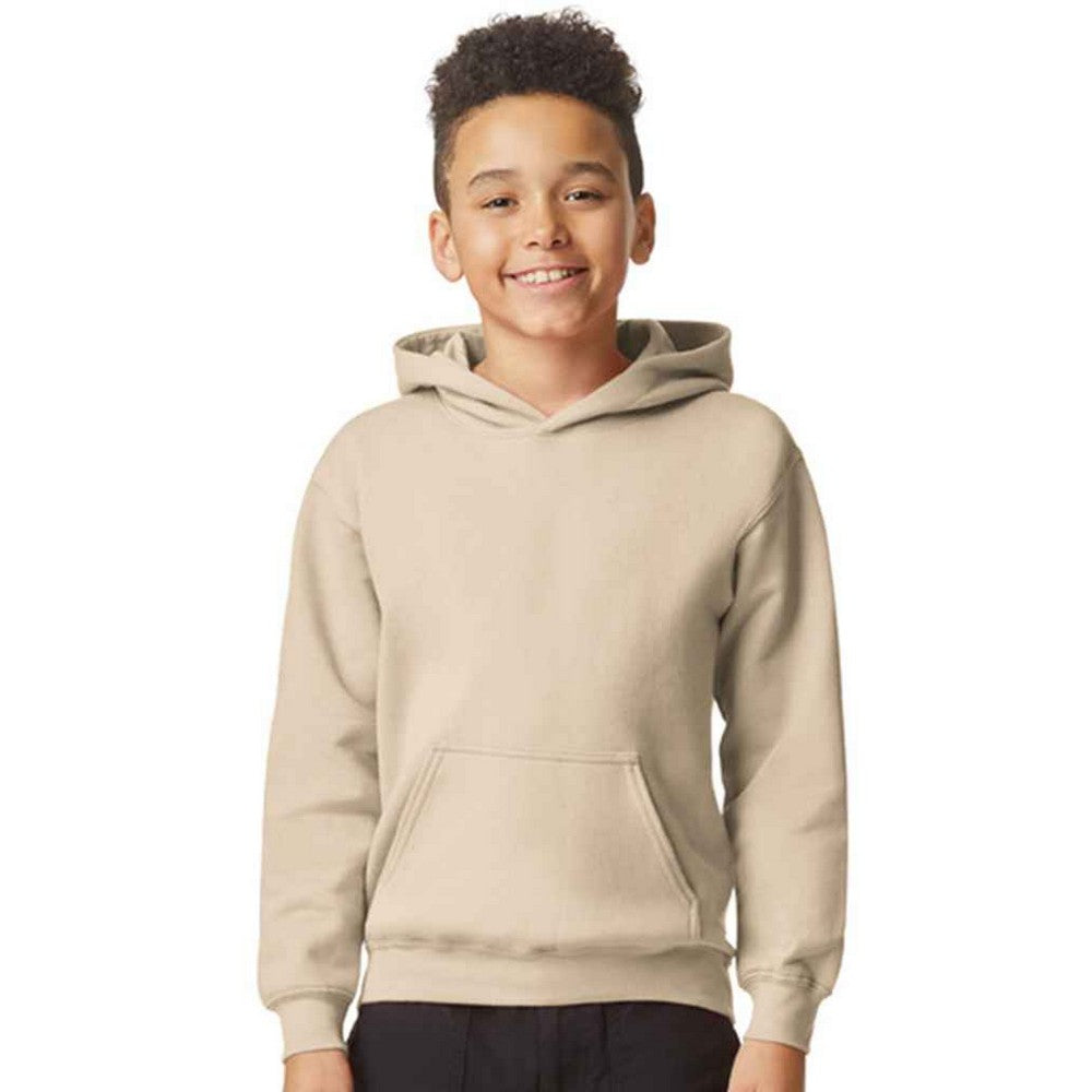 Sand - Front - Gildan Childrens-Kids Soft Touch Midweight Hoodie