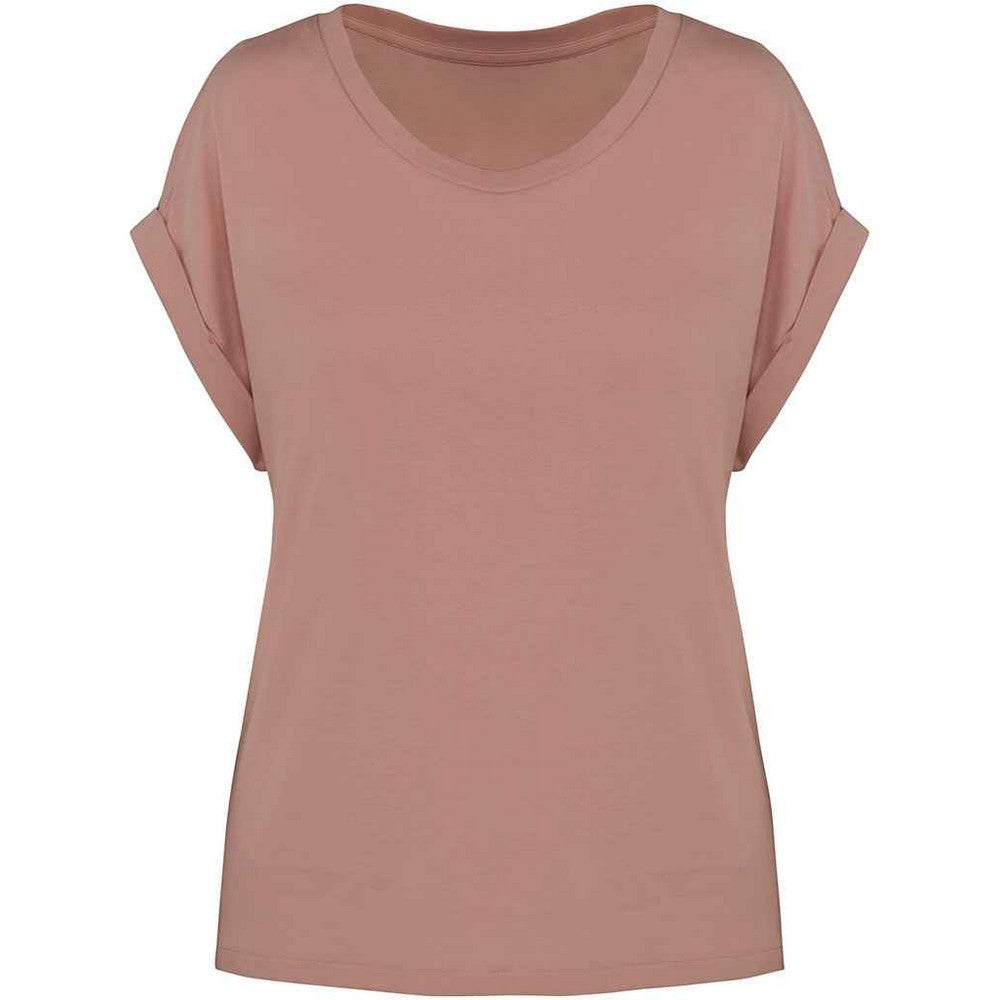 Petal Rose - Front - Native Spirit Womens-Ladies Roll Sleeve T-Shirt