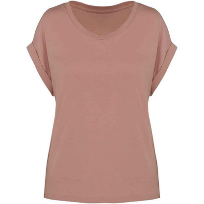 Petal Rose - Front - Native Spirit Womens-Ladies Roll Sleeve T-Shirt
