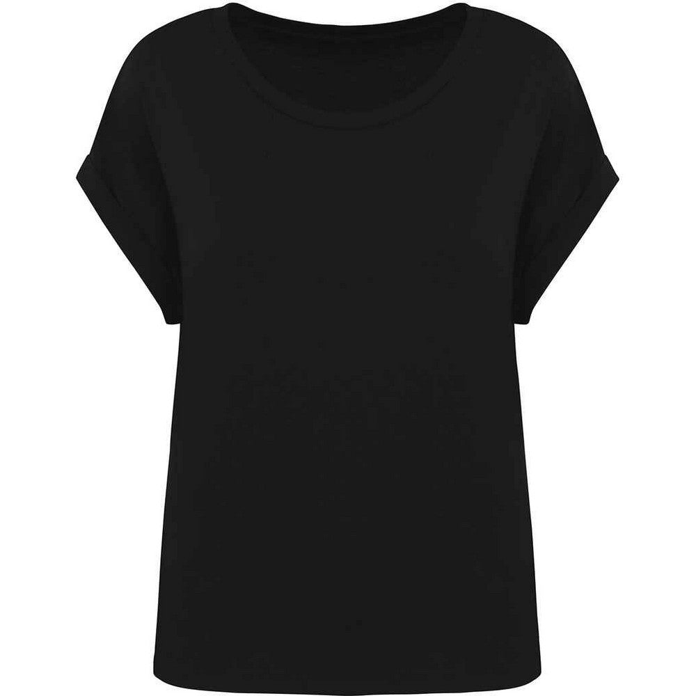 Black - Front - Native Spirit Womens-Ladies Roll Sleeve T-Shirt