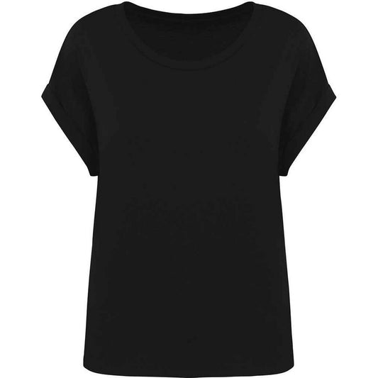 Black - Front - Native Spirit Womens-Ladies Roll Sleeve T-Shirt