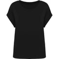 Black - Front - Native Spirit Womens-Ladies Roll Sleeve T-Shirt
