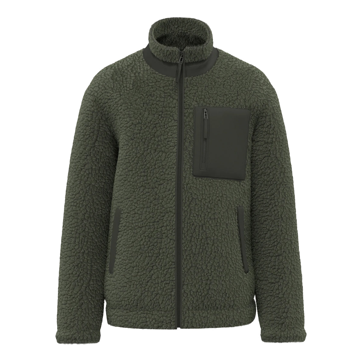 Forest Khaki-Dark Khaki - Front - Native Spirit Unisex Adult Sherpa Padded Jacket