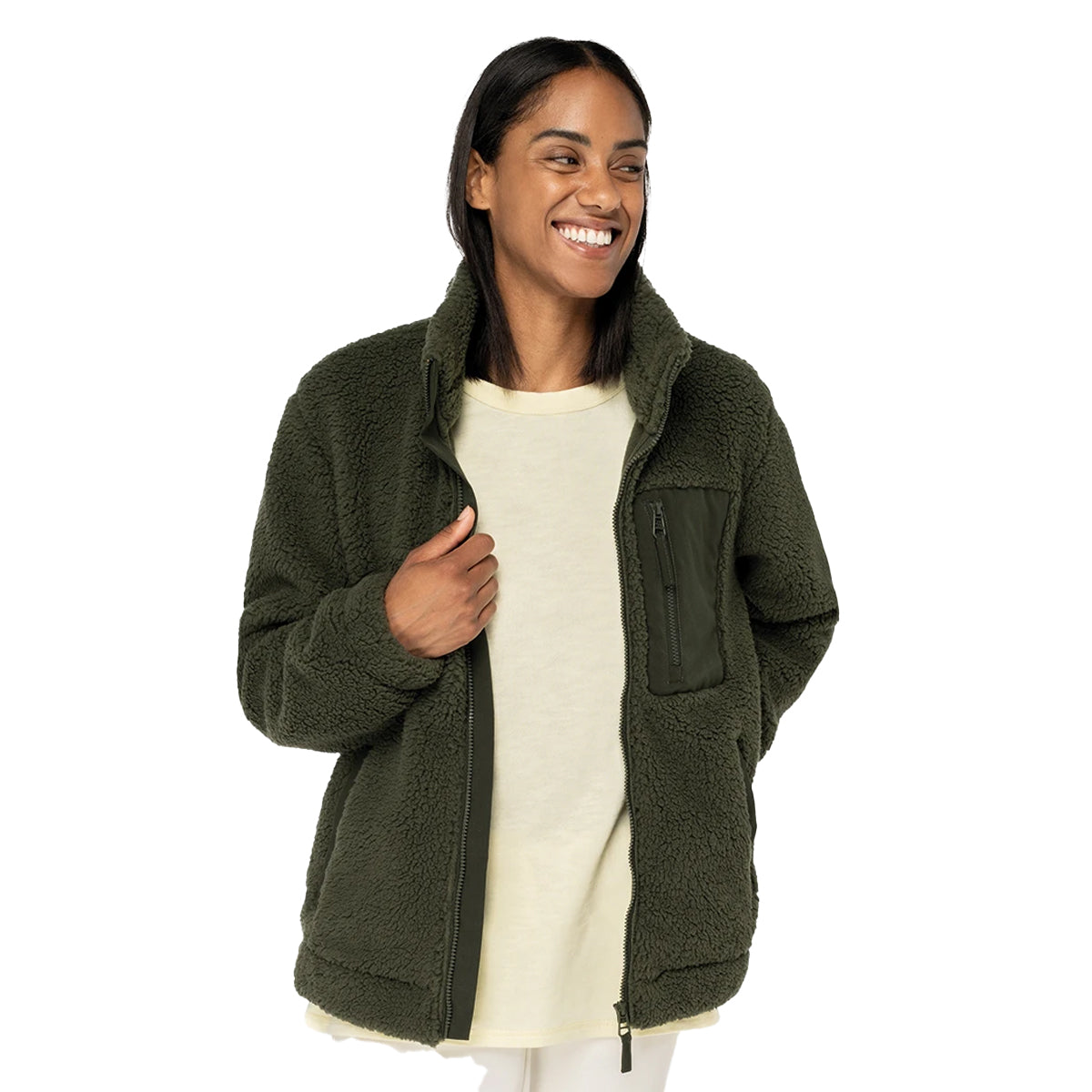 Forest Khaki-Dark Khaki - Side - Native Spirit Unisex Adult Sherpa Padded Jacket