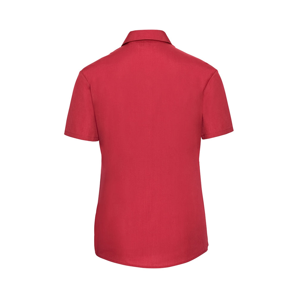Classic Red - Back - Russell Collection Womens-Ladies Poplin Easy-Care Shirt