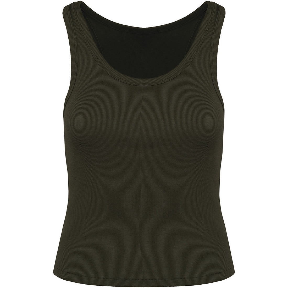 Organic Khaki - Front - Native Spirit Womens-Ladies Ribbed Tank Top