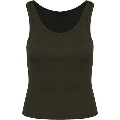 Organic Khaki - Front - Native Spirit Womens-Ladies Ribbed Tank Top