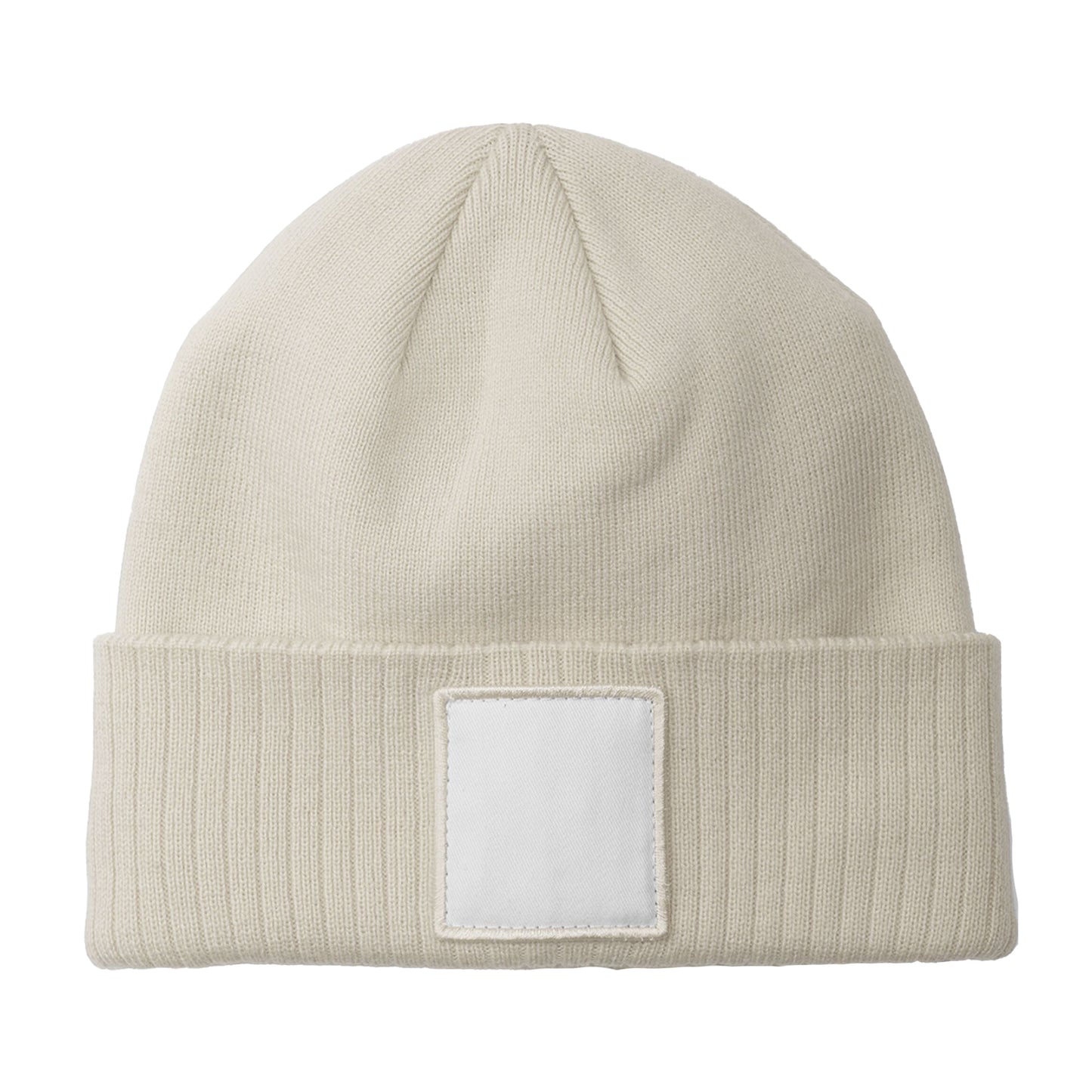 Oatmeal-White - Back - Beechfield Patch Appliqué Beanie