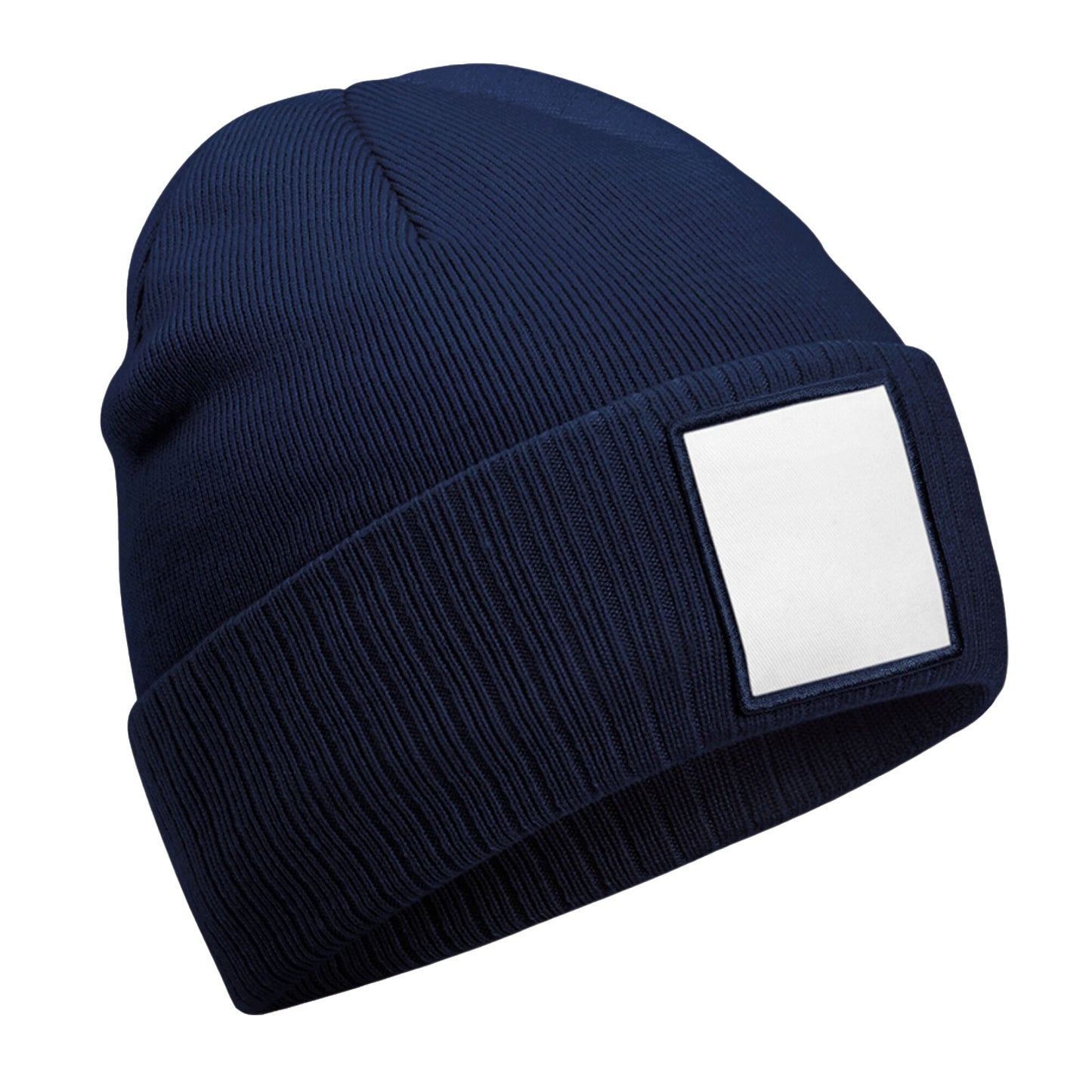Oxford Navy-White - Front - Beechfield Patch Appliqué Beanie