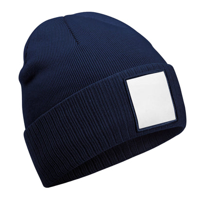 Oxford Navy-White - Front - Beechfield Patch Appliqué Beanie