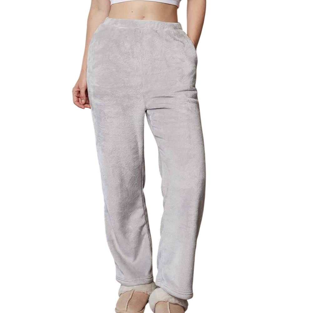 Silver Grey - Back - Brand Lab Womens-Ladies Plush Fleece Lounge Pants