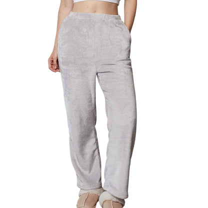 Silver Grey - Back - Brand Lab Womens-Ladies Plush Fleece Lounge Pants