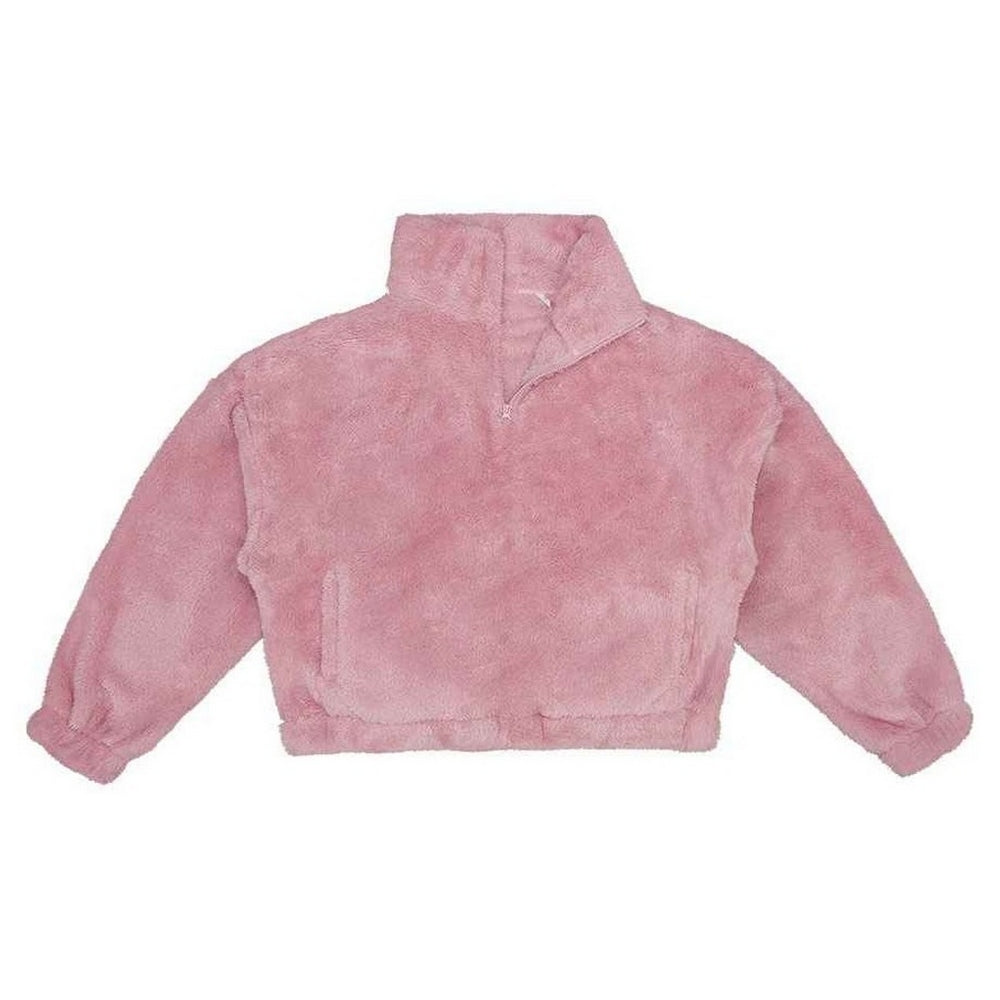 Blush Pink - Front - Brand Lab Womens-Ladies Fluffy Quarter Zip Fleece Top