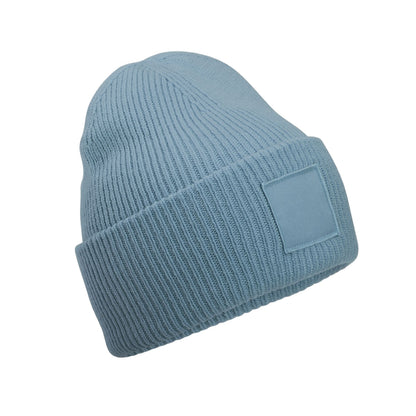 Dusty Blue - Back - Beechfield Unisex Adult Tonal Patch Deep Cuffed Beanie