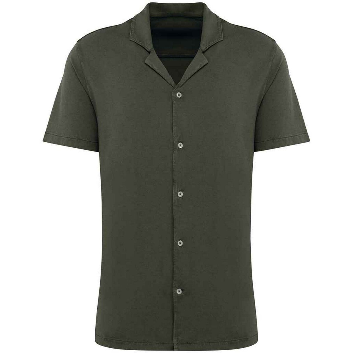 Washed Organic Khaki - Front - Native Spirit Mens Short-Sleeved Shirt