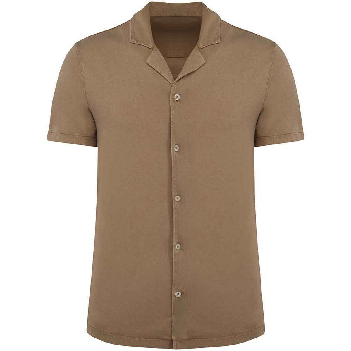 Washed Cream Coffee - Front - Native Spirit Mens Short-Sleeved Shirt