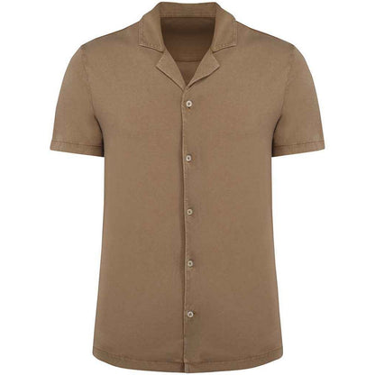 Washed Cream Coffee - Front - Native Spirit Mens Short-Sleeved Shirt