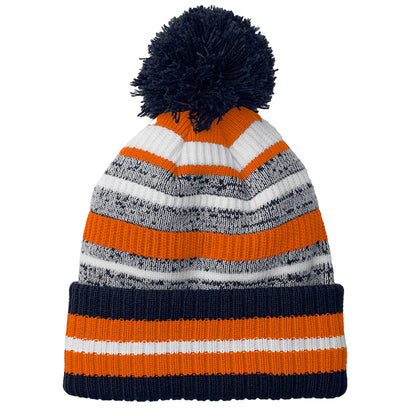 French Navy-Orange-White - Front - Beechfield Unisex Adult Striped Beanie