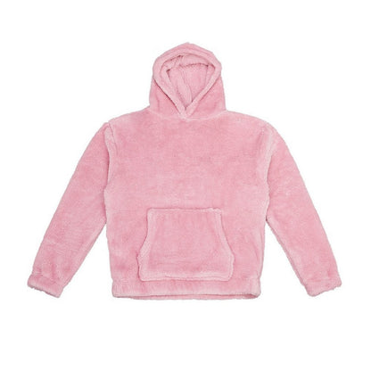 Blush Pink - Front - Brand Lab Unisex Adult Fluffy Fleece Hoodie