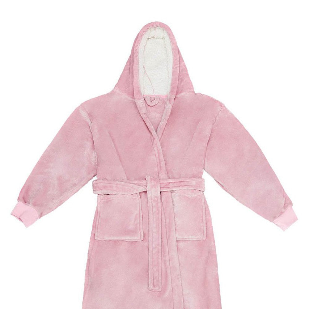 Blush Pink - Back - Brand Lab Unisex Adult Hooded Cuffed Robe