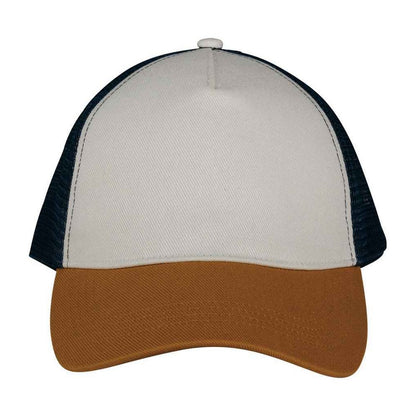 Ivory-Curcuma-Navy - Front - Native Spirit 5 Panel Trucker Cap