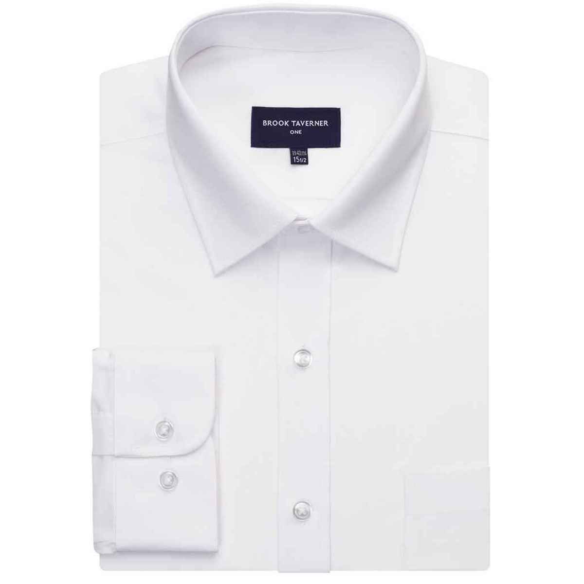White - Back - Brook Taverner Mens Juno Poplin Shirt