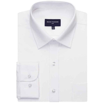 White - Back - Brook Taverner Mens Juno Poplin Shirt