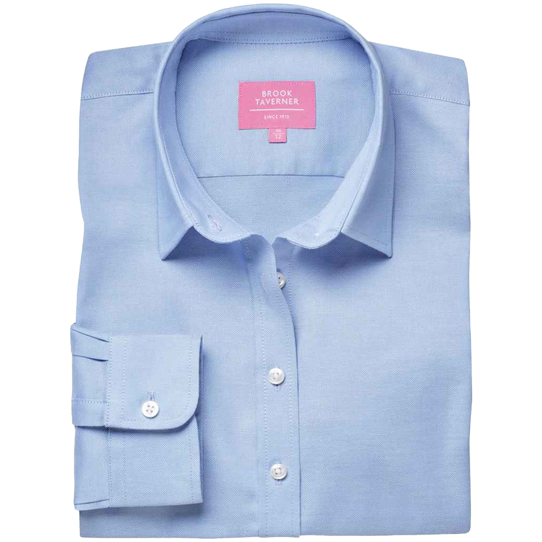 Sky Blue - Back - Brook Taverner Womens-Ladies Albany Oxford Formal Shirt