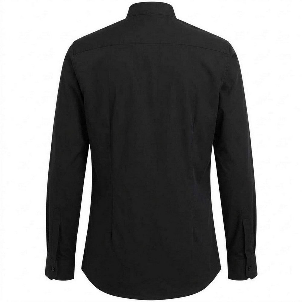 Black - Back - Brook Taverner Mens Volterra Grandad Collar Formal Shirt
