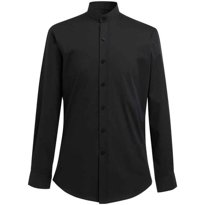 Black - Front - Brook Taverner Mens Volterra Grandad Collar Formal Shirt