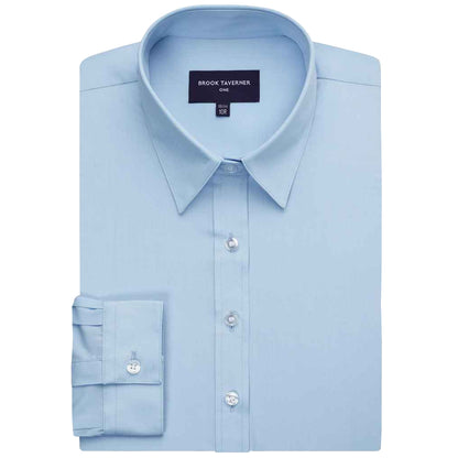 Sky Blue - Back - Brook Taverner Womens-Ladies Selene Poplin Long-Sleeved Formal Shirt