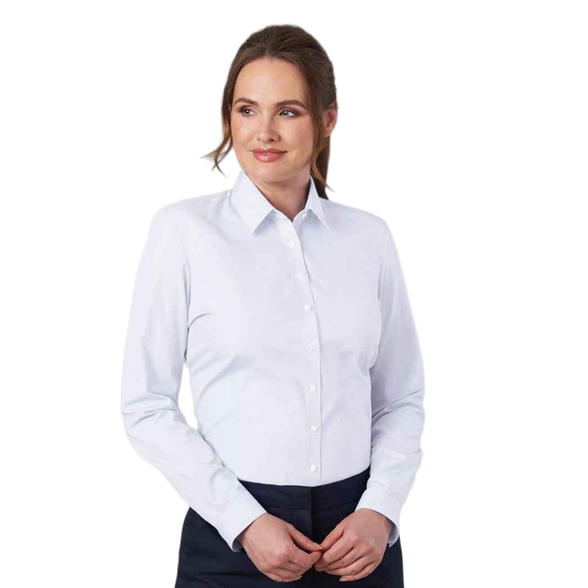 White - Back - Brook Taverner Womens-Ladies Selene Poplin Long-Sleeved Formal Shirt