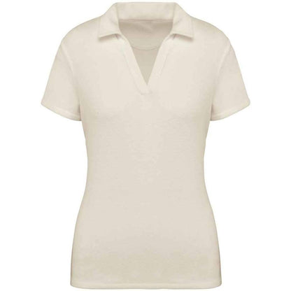 Ivory - Front - Native Spirit Womens-Ladies Terry Towel Polo Shirt