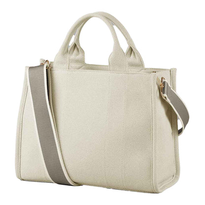 Natural - Back - Quadra Puerto Contrast Detail Tote Bag