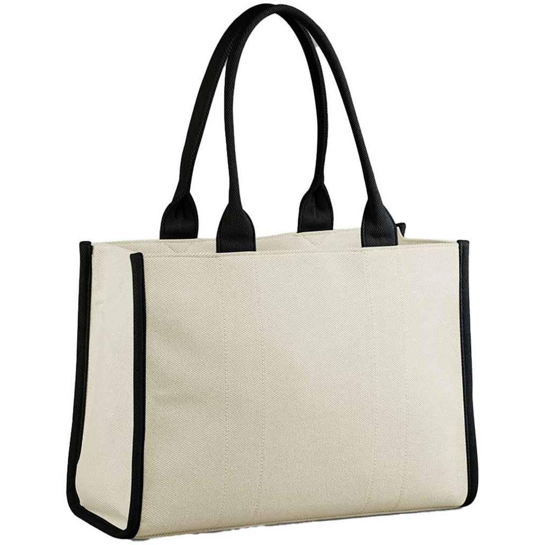 Natural-Black - Front - Quadra Puerto Large Tote Bag